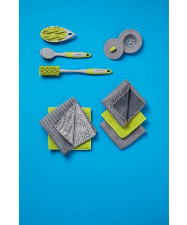 KitchenCraft KCDISHBRSH Antibacterial Silicone Rubber Washing Up Brush 25 cm (10") - Grey/Green - Buy Online on GoSupps.com