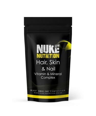 Nuke Nutrition Hair Nails & Skin Vitamins - 180 Capsules - Hair Skin & Nails Vitamins for Women & Men - Supplement with Biotin Vitamin B12 & More - Max Strength - Brilliant Hair Skin & Nails Health 180 count (Pack of 1)