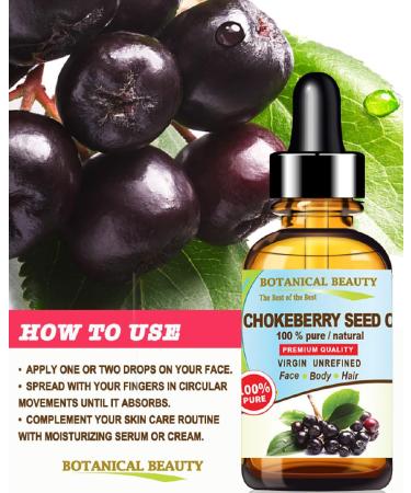Botanical Beauty CHOKEBERRY SEED OIL Aronia Melanocarpa 100% Pure Natural Virgin Unrefined Cold Pressed Carrier Oil 1 Fl. Oz. 30 ml for For Face Skin Body Damaged Hair Lip Nails - Buy Online on GoSupps.com