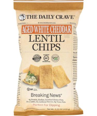 THE DAILY CRAVE Aged White Cheddar Lentil Chips, 4.25 OZ