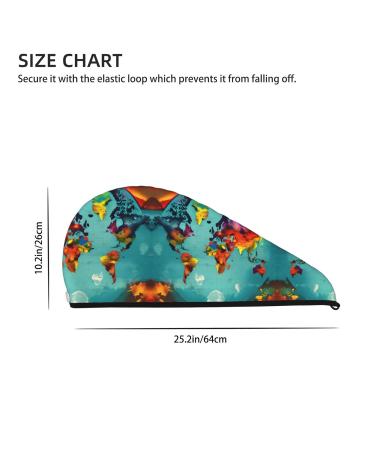 World Map Coral Velvet Dry Hair Cap | Ideal for Home Travel & Pool Parties Shop Now - Buy Online on GoSupps.com