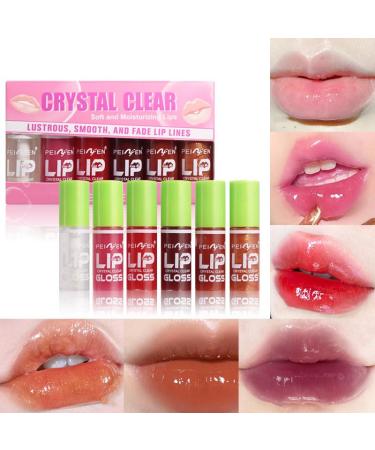 6 Colors Lip Oil & Lip Glaze - Hydrating & Vegan Gloss Big Brush Head Non-Sticky Formula for Plumping Shine - Buy Online on GoSupps.com
