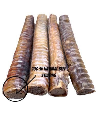 Beef Stuffed Beef Trachea for Dogs- Stuffed Beef Trachea Dog Chew Treat - *(12 INCH 4 Pack 800 Grams Approx.)* - Beef Treats - 100% Natural Free Range Beef - Dental CHEW
