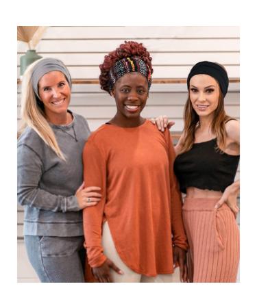 Women's African Boho Wide Turban Headbands - Set of 8 Black Elastic Knotted Head Wraps for Sport and Workout - Buy Online on GoSupps.com