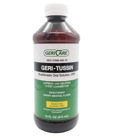 Geri-Tussin Sugar Free Alcohol Free Cold and Cough Relief Guaifenesin Syrup 100 mg/ 5 mL 16 oz
