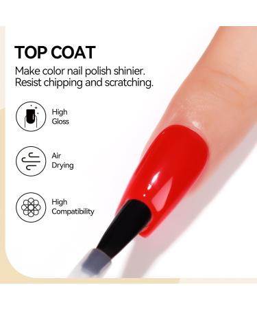 MIZHSE Base and Top Coat Nail Polish - Quick Dry Non-Gel Fast Air Dry Nail Art Set for Home Manicure - Buy Online on GoSupps.com