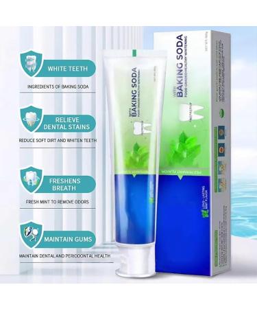 Natural Baking Powder Toothpaste 185g (2PCs) - Whitening & Deep Cleaning Peppermint Formula for Effective Oral Care - Buy Online on GoSupps.com