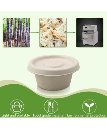 60 Sets 2oz Natural Bagasse Fiber Condiment Cups with Lids - Compostable & Disposable Sauce Containers for Snacks - Eco-Friendly Sample Cups - Buy Online on GoSupps.com