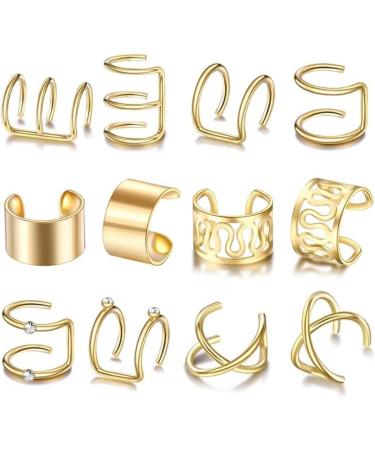 Diarypiece 12 Pcs Retro Advanced Sense Ear Bone Clip Without Pierced Metal Ear Cuff Jewelry Metal alloy - Buy Online on GoSupps.com