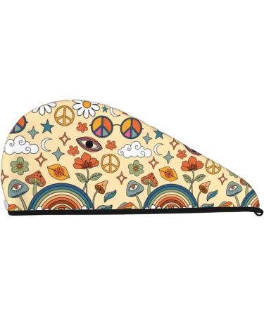 70s Hippie Style Microfiber Hair Towel - Super Absorbent Quick Dry Hair Cap for Women with Long Curly and Thick Hair - Buy Online on GoSupps.com