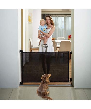 EasyBaby Retractable Safety Gate - 33'' Tall, Extends up to 55'' Wide, Black - Child & Pet Proof for Stairs, Doorways - Indoor/Outdoor - Buy Online on GoSupps.com