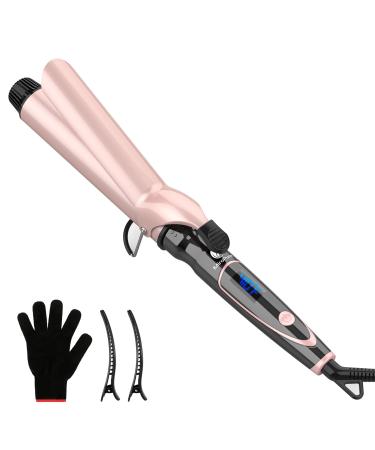 Curling Iron 1 1/2-inch Dual Voltage Instant Heat with Extra-Smooth Tourmaline Ceramic Coating, Glove Included by MiroPure Rose Gold