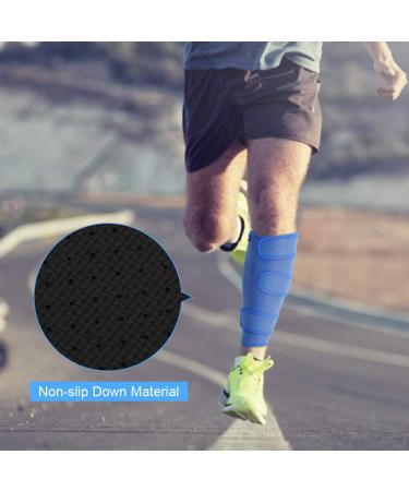 Adjustable Calf Brace & Shin Splint Support - Compression Sleeve for Muscle Pain & Injury Relief | Men & Women | Blue - Buy Online on GoSupps.com
