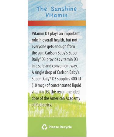 Carlson Laboratories Super Daily D3 for Baby 0.086 Fl oz 90 Drops (0.086 Fl Oz) (Pack of 1) - Buy Online on GoSupps.com