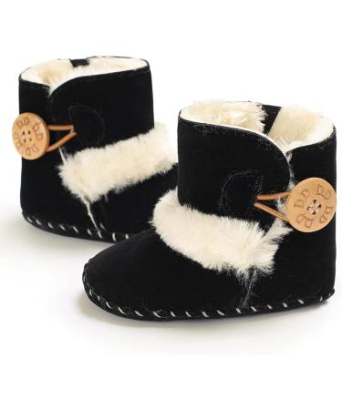 EDOTON Baby Warm Booties with Button Design | Soft Non-slip Sole | Winter Snow Boots for 0-6 Months | Black - Buy Online on GoSupps.com