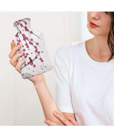 Hot Water Bottle with Lid - Cherry Blossom & Bird | Rubber Hot Water Bag for Pain Relief Cramps Foot Warmer & Hot/Cold Therapy - Buy Online on GoSupps.com