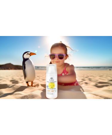 PURU | Pure Mineral Sunscreen SPF50 For Babies and Kids - 100% Natural Only 7 Ingredients Certified Organic Water-Resistant Hypoallergenic UVA/UVB Protection - For Face & Body | 50ml - Buy Online on GoSupps.com