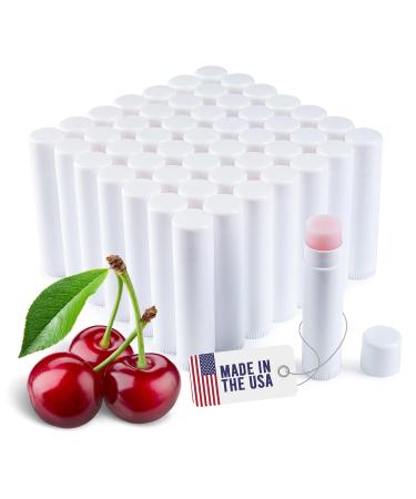 Lip Balm Bulk Unlabeled - Made in USA Bulk Chapstick - Natural Ingredients Vitamin E Shea Butter - Custom Chapstick Bulk For Party & Wedding Favors Cherry 50 Count (Pack of 1)