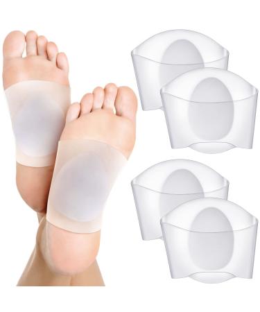PAGOW 4 Pcs Reusable Gel Arch Support Sleeve Flat Foot Women Men Soft Silicone Clear Compression Shoe Insert Brace Insoles for Feet Pain Relief Plantar Fasciitis Cushioned Heel Spurs  White