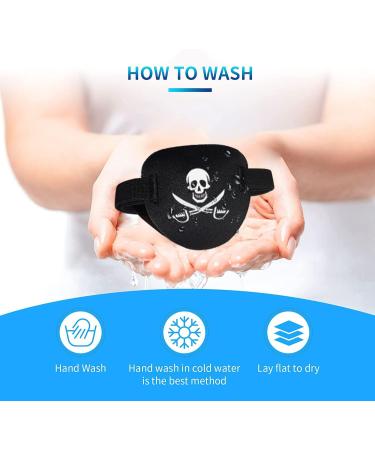 AMZVIO Medical Eye Patch for Adults and Kids - 3D EyePatch for Left or Right Eye - Halloween Pirate Costume - Pure Black + Pirate Design - Buy Online on GoSupps.com