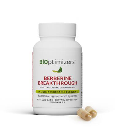 BIOptimizers Berberine Breakthrough Supplement - Metabolic Support Healthy Metabolism - 60 Capsules Vegetarian Gluten-Free Soy-Free 60 Count (Pack of 1)