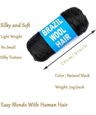 Natural Black Brazilian Wool Hair Acrylic Yarn for African Crochet Braids Senegalese Twist Faux LocsSenegalese Twist Jumbo Braiding Box Braids Twist Wraps Synthetic Fiber Hair Extensions (2 Roll) 2 Black - Buy Online on GoSupps.com
