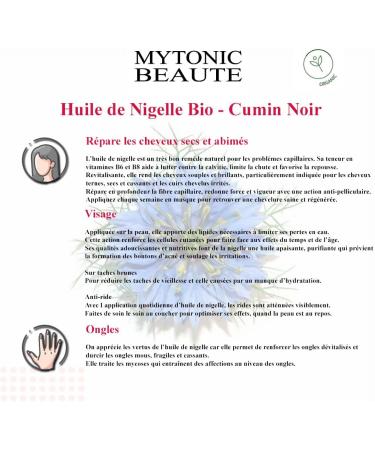  MYTONIC BEAUTE Organic Nigella Oil (Black Cumin) | Body Face Hair | 100% Plant-Based and Natural | Antioxidant - Moisturizing - Soothing - Non-Food Cosmetic - MYTONIC BEAUTE (100ml) - Buy Online on GoSupps.com