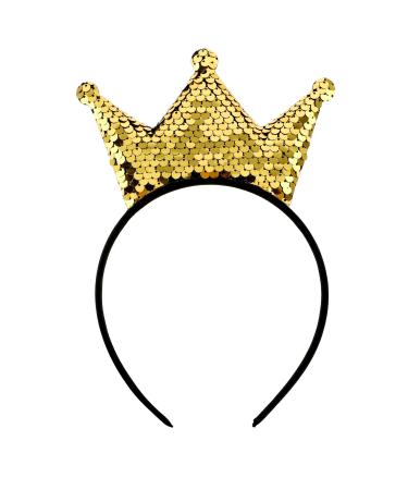 WLLHYF Sequins Crown Headband Glitter Crowns Hair Band Gold Hair Hoop Hair Accessories for Girls Women Birthday Christmas Party