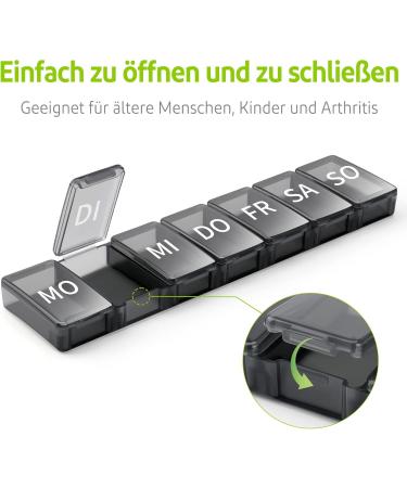 Weekly Pill Organizer Box - 7-Day Tablet Storage - OPRET Medication Organizer - Black & White - Buy Online on GoSupps.com