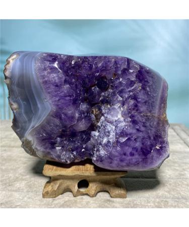 Amethyst Rough Stone Natural Amethyst Agate Raw Quartz Purple Crystal Cluster Stones Specimen Home Decoration Crafts Gift+Stand Full of Texture