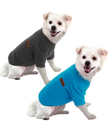 Hualisiji dog sweater fleece dog sweater large dog sweatshirt warm and light with a soft texture easy to wear and light colors (s blue+gray) S 2PCs blue+gray