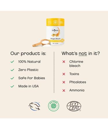 Unscented Oxygen Bleach Powder & Color Safe Stain Remover - EWG Verified Vegan Eco-Friendly - AspenClean - 45 Loads - Buy Online on GoSupps.com