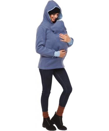 HAPPY MAMA Maternity Fleece Hoodie Duo Top Carrier Baby Holder 8-10 Blue - Buy Online on GoSupps.com