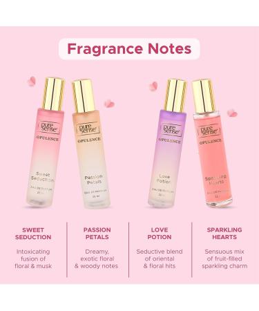 Pu'reSen'se Opulence Perfume Gift Set (Hearts + Sweet + Passion + Love) | Birthday Gifts | Long Lasting Luxury Perfume Travel Combo Pack 25x4ml | for Women Wife Girlfriend Sister - Buy Online on GoSupps.com