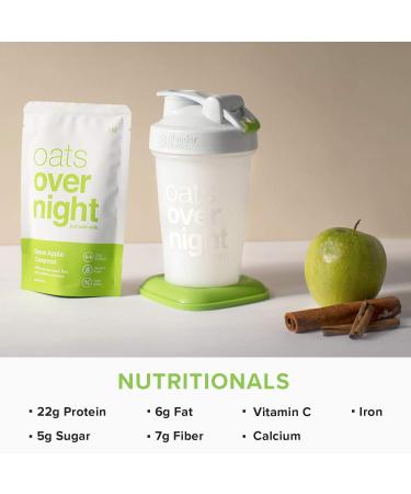 Oats Overnight Green Apple Cinnamon High Protein Shake - Gluten-Free, High Fiber, Non-GMO Oatmeal - 2.7oz per Meal (8 Pack) - Buy Online on GoSupps.com