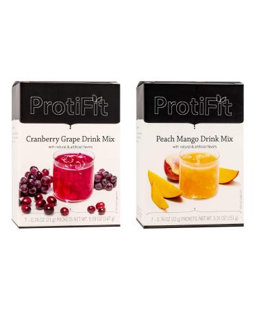 PROTIFIT - High Protein Cranberry Grape & Peach Mango Fruit Drink 2 Pack 15g Protein Low Calorie Sugar Free Ideal Protein Compatible 7 Servings Per Box (2 Pack)