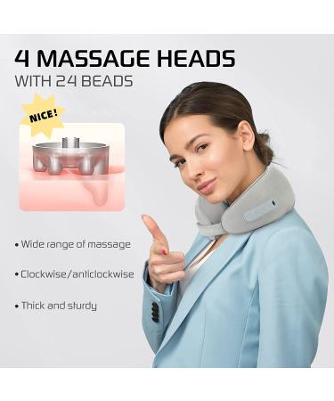 CONQUECO Shiatsu Neck and Back Massager with Heat - Rechargeable Cordless Soft 3D Kneading Beads for Pain Relief - Perfect Gift for Cervical Relaxation at Home or Office - Buy Online on GoSupps.com