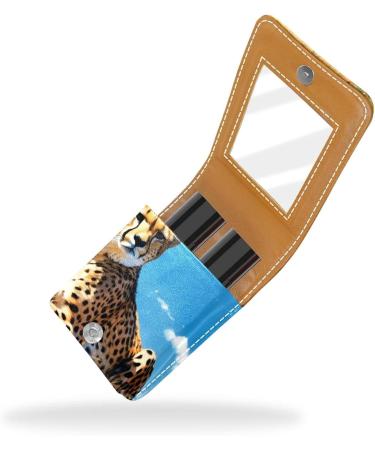 Premium Leather Lipstick Case Organizer with Mirror - Mini Leopard Print Lip Gloss Holder for Travel - Buy Online on GoSupps.com
