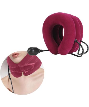 Milageto 3 Layer Neck Stretcher Support Inflatable Soft Relieving Fatigue Traction Equipment Neck Pillow for Travel The Seniors Adults rose red - Buy Online on GoSupps.com