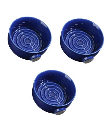 FRCOLOR 3 STK antique shaving bowl shaving soap peel container for shaving soap vintage vintage shaving bowl bowl for shaving brushes ceramic-grain bucket shaving sauces Sailing box 11.5x11.5cmx3pcs bluex3stk