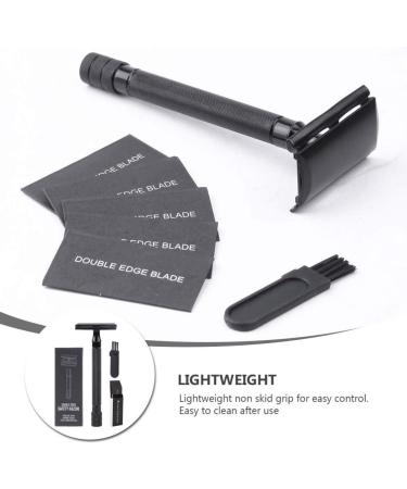 Beaupretty Manual Double-Sided Razor Set | Vintage Straight Edge Hairdresser Razor for Body & Facial Hair | Stainless Steel Black Finish - Buy Online on GoSupps.com