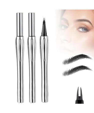 Cooklesa Eyebrow Cooklesa 2024 Upgraded Natural Waterproof Eyebrow Pen with Microfine Tip Two-Pronged Eyebrow Pencil 3D Long-Lasting Natural Waterproof Microblading Eyebrow Pen Makeup (2PCS Black)