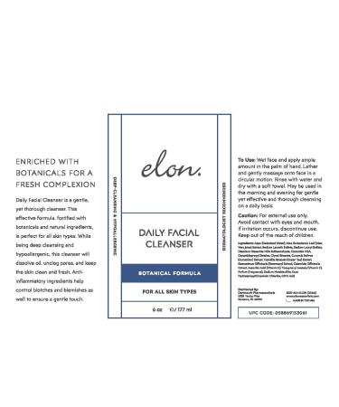 Elon Daily Facial Cleanser - Hydrating & Gentle Face Wash with Botanical Extracts - Suitable for All Skin Types (6 fl. oz.) - Shop Internationally - Buy Online on GoSupps.com