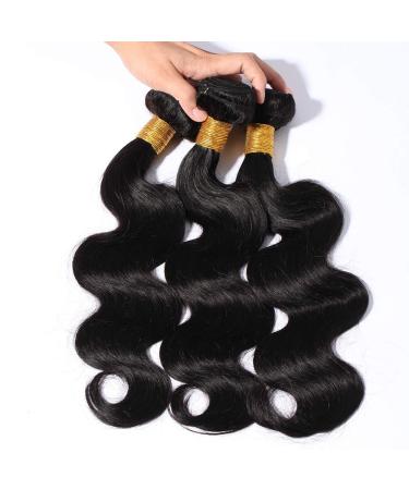 Buy Brazilian Human Hair 3 Bundles Body Wave Weave - 100% Unprocessed Virgin Extensions (12 14 16) - Natural Black Hair for Stunning Styles - Buy Online on GoSupps.com