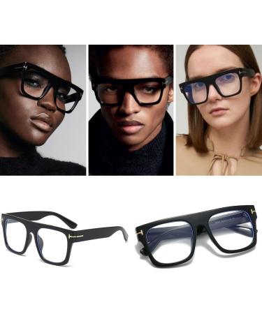 NIDOVIX Square Blue Light Blocking Glasses - Trendy Thick Frame for Men & Women - Non-Prescription Transparent Grey 50mm - Buy Online on GoSupps.com