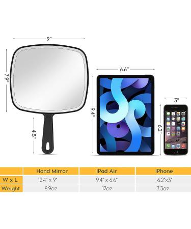 HEYISSU Extra Large Hand Mirror with Handle - 9 W x 12.4 L - Perfect for Shower and Shaving - Buy Online on GoSupps.com