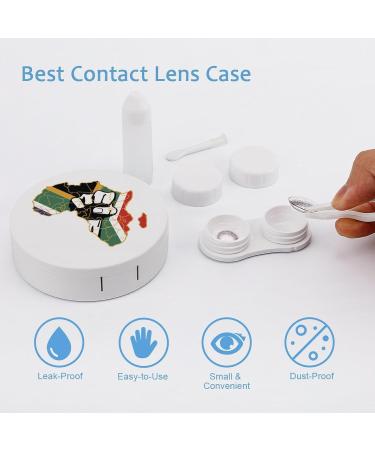 Black Power Africa Fist Map Contact Lens Case - Portable Round Storage Box with Mirror for Travel & Daily Use - Buy Online on GoSupps.com