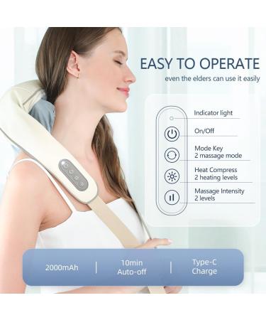 Shiatsu Neck Massage Device with Heat - 5D Deep Tissue Relief for Neck Back & Shoulders - Beige - Buy Online on GoSupps.com
