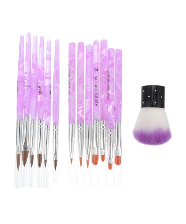 minkissy 1 Set Dust Brush Suit Pen Brush Detailing Brush Kit Manicure Brush Nail Polishing Brush 3d Acrylic Rod