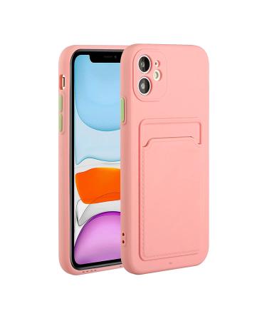 Tivenfezk Nadoli Silicone case for iPhone 15 ultra thin shockproof scratch -resistant wallet soft TPU protective cover mobile phone case with credit card holder iphone 15 pink